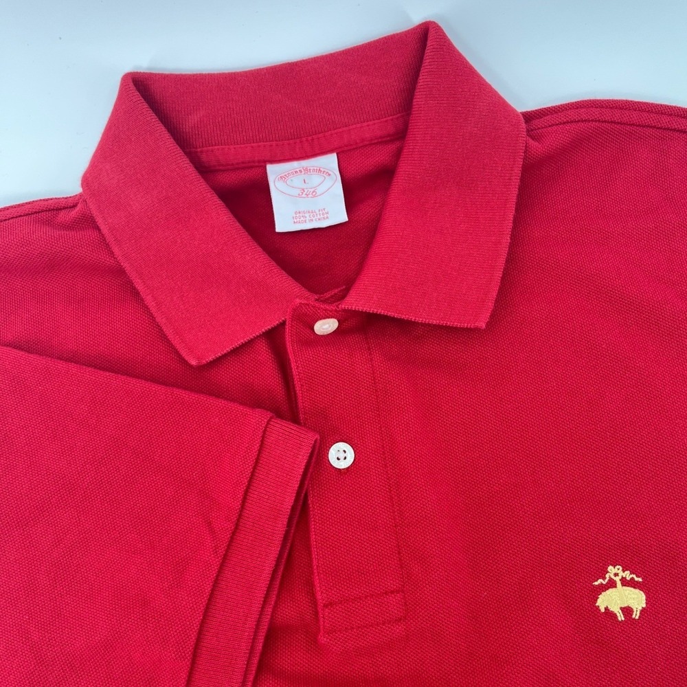 Brooks Brothers Polo Shirt Mens Large Red 346 Original Fit Short Sleeve Cotton